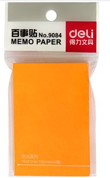 得力(deli)9084 高檔進(jìn)口熒光紙便簽紙/便簽本/便利貼/百事貼 76×51mm 12本裝